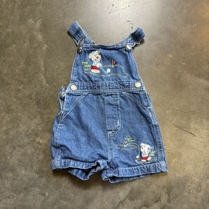 VINTAGE KIDS DENIM GOLF OVERALL SHORTS